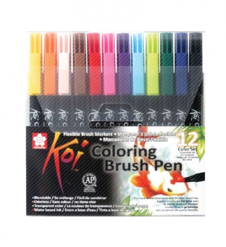 KOI Coloring Brush Pen, 12 stk