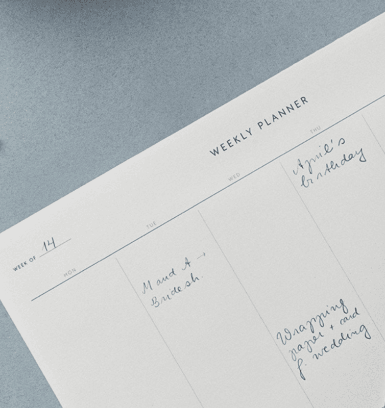 Kartotek Ukesplanlegger A4 med linjer