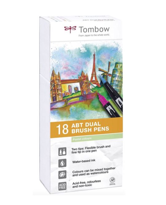 Hovedbilde Tombow 18 stk  Dual Brush Pens, Pastell