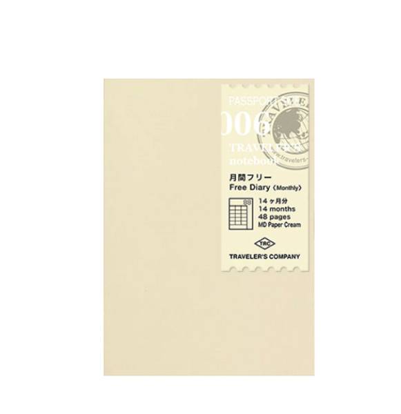 Travelers Notebook Free Diary Monthly 006, Passport size