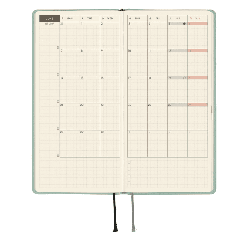 HOBONICHI Weeks 2027, Paper Series; Frosty Jade