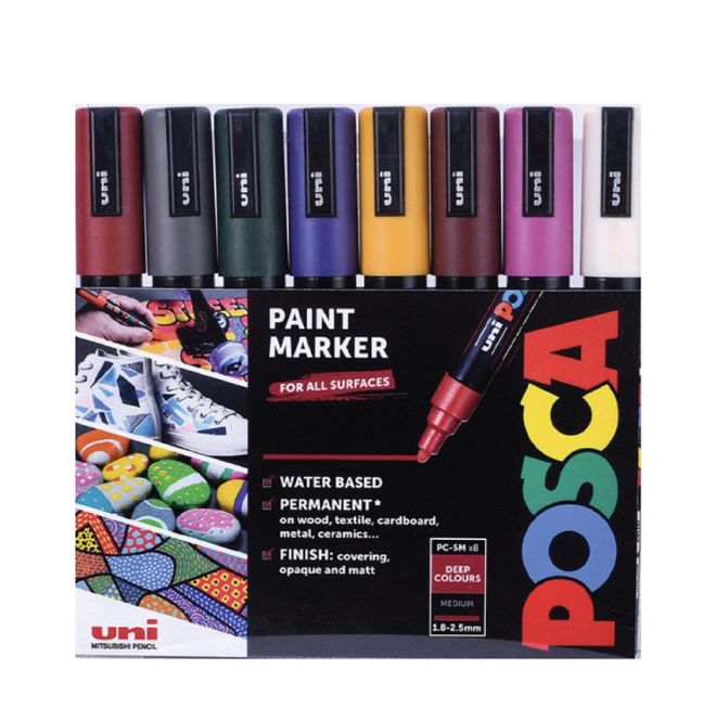 Hovedbilde POSCA PC-5M Paintmarker Medium 8 stk Deep Colors 