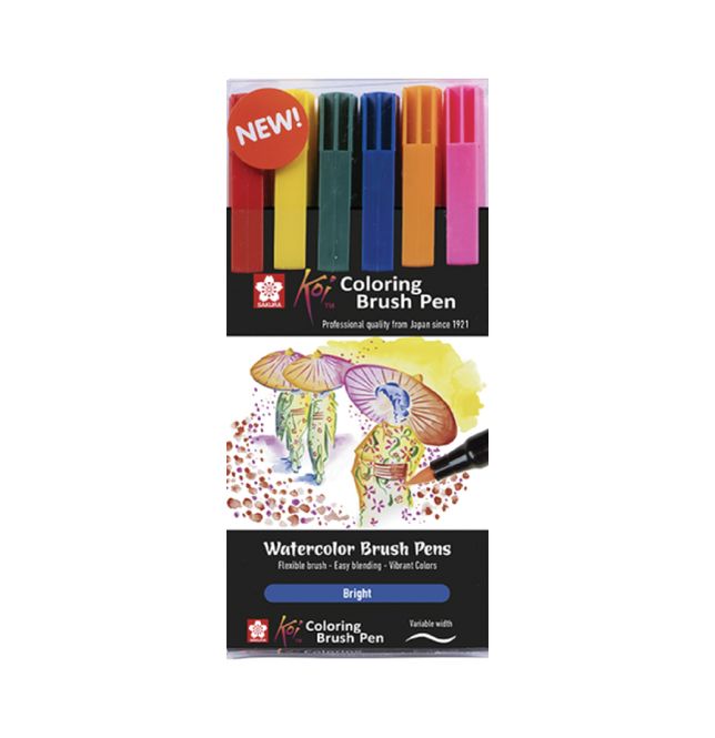 Hovedbilde KOI Coloring Brush Pen, Bright 6 stk