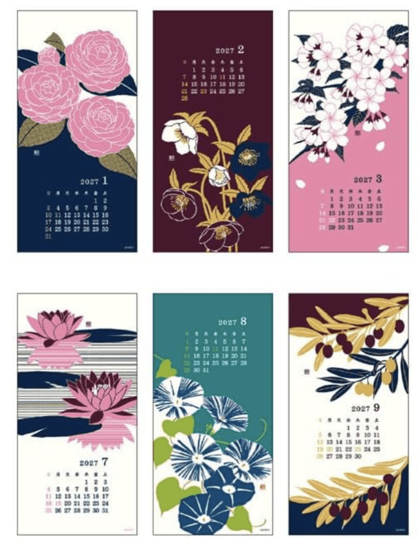 Midori Wall-hanging Echizen Washi Flower Calendar 2027  