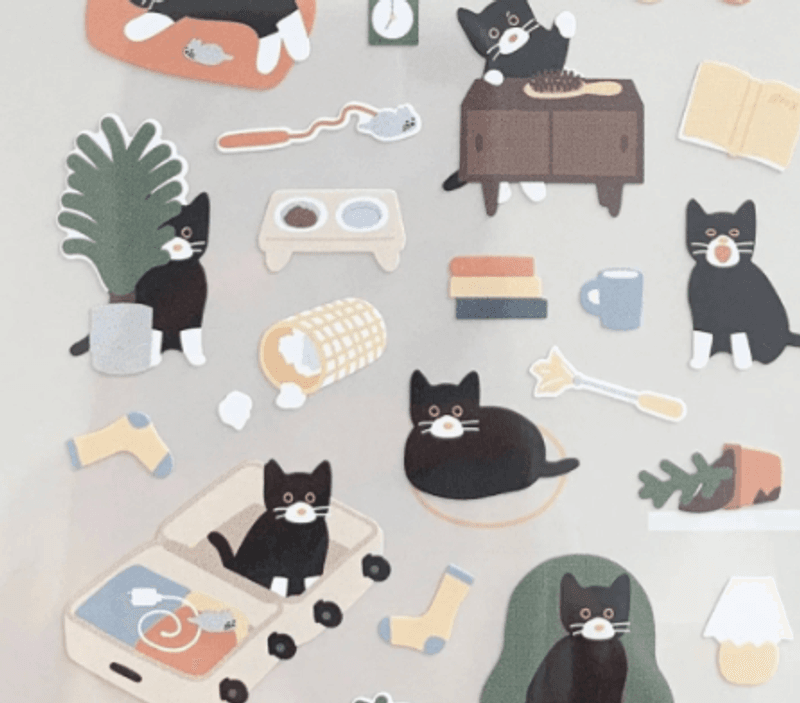 Suatelier Stickers Cats Catch
