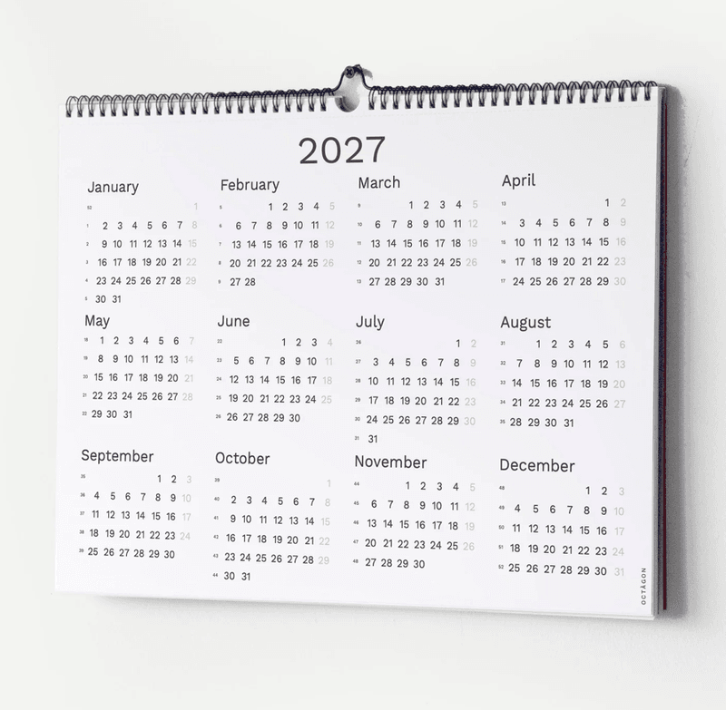 Octagon Vegg kalender 2027, A3