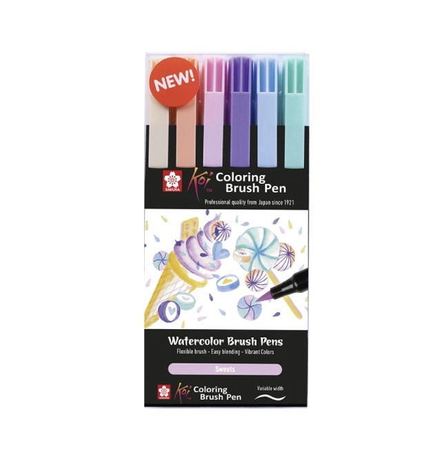 Hovedbilde KOI Coloring Brush Pen, Sweets 6 stk