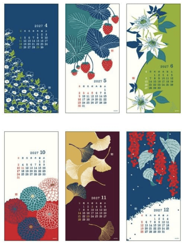 Midori Wall-hanging Echizen Washi Flower Calendar 2027  