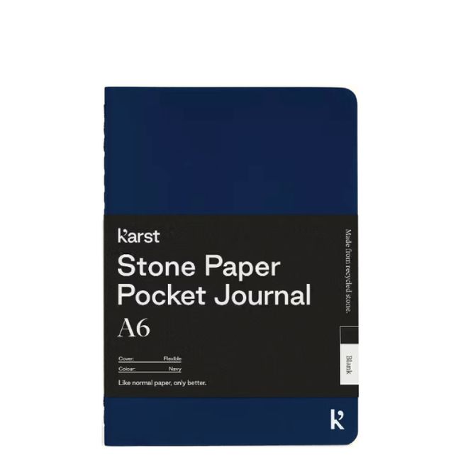Hovedbilde KARST Notatbok STONEPAPER Navy A6, Plain